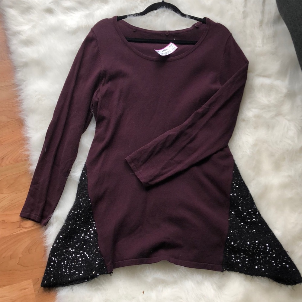 Dark purple with black sparkle long sleeve top